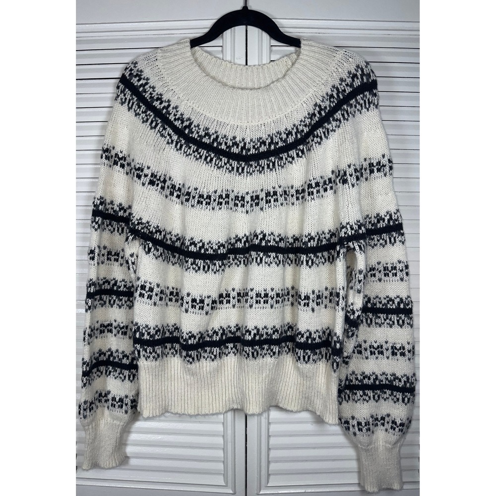 Melrose & Market Cream Black Mock Neck Cozy‎ Knit Sweater Size XL